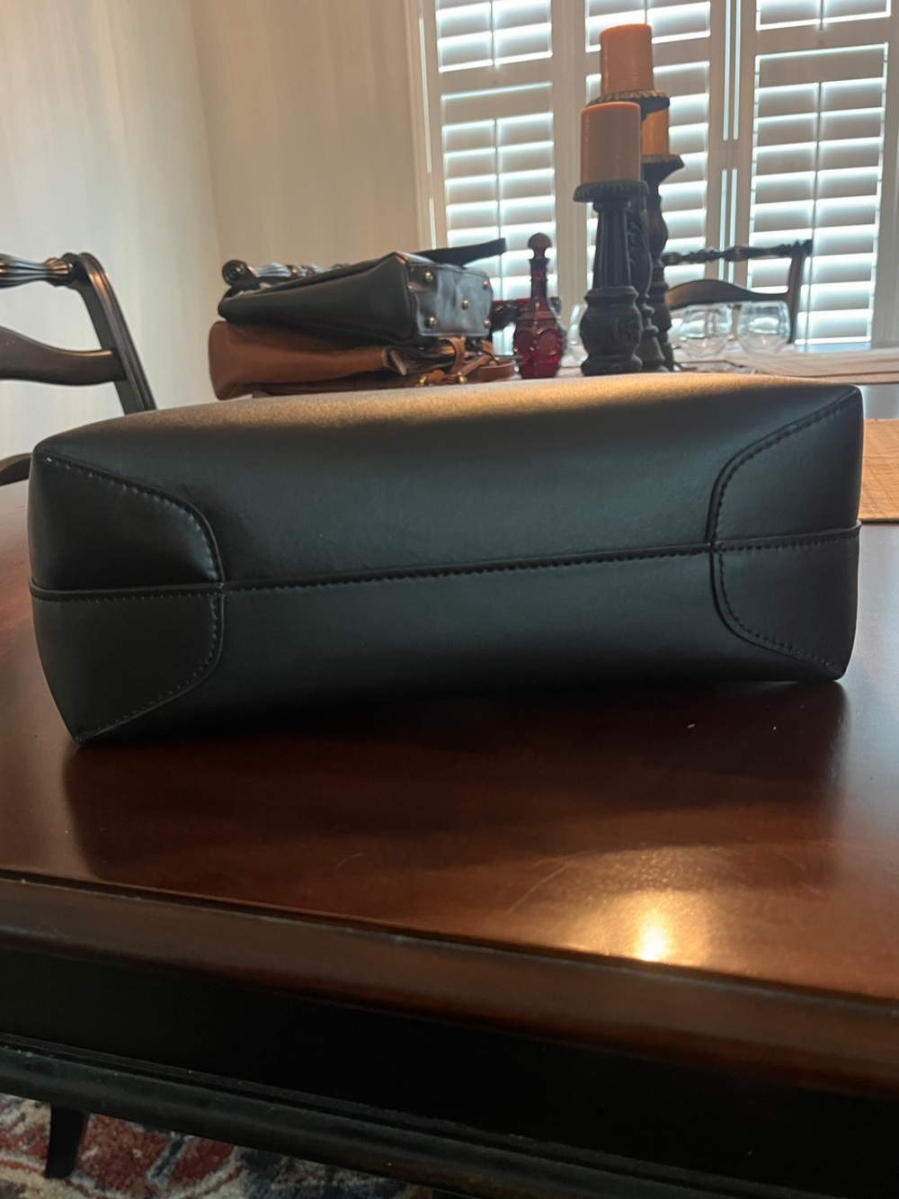 Joy & Iman Black Tote with Gray Straps and Tassels - Picture 9 of 9